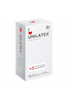 Ультратонкие презервативы Unilatex Ultra Thin - 12 шт. + 3 шт. в подарок