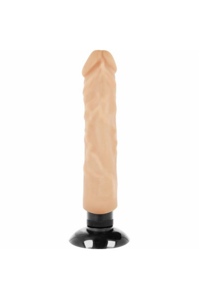 Телесный вибратор на присоске Basecock Realistic Vibrator 2in1 - 20 см.