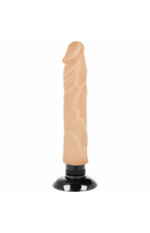 Телесный вибратор на присоске Basecock Realistic Vibrator 2in1 - 20 см.