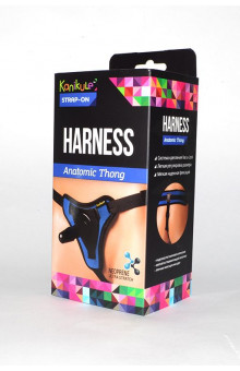 Сине-чёрные трусики с плугом Kanikule Strap-on Harness Anatomic Thong