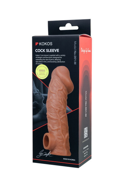 Телесная насадка на фаллос с фиксацией мошонки Cock Sleeve 001 Size M - 15,6 см.