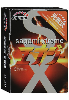 Презервативы Sagami Xtreme Energy с ароматом энергетика - 3 шт.