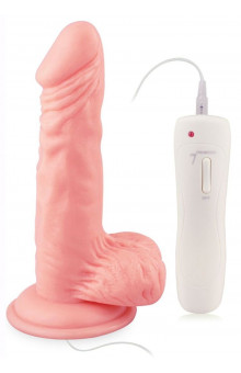 Телесный вибратор 7  Vibrating Dong with Vibrating Balls - 16 см.