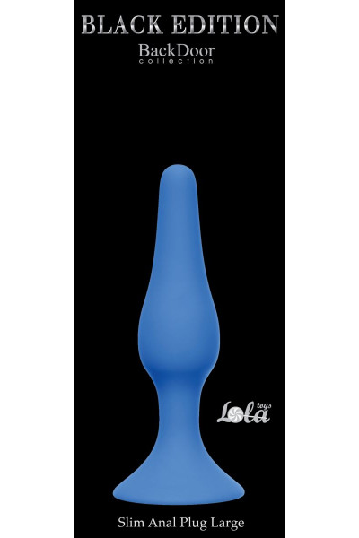 Синяя анальная пробка Slim Anal Plug Large - 12,5 см.