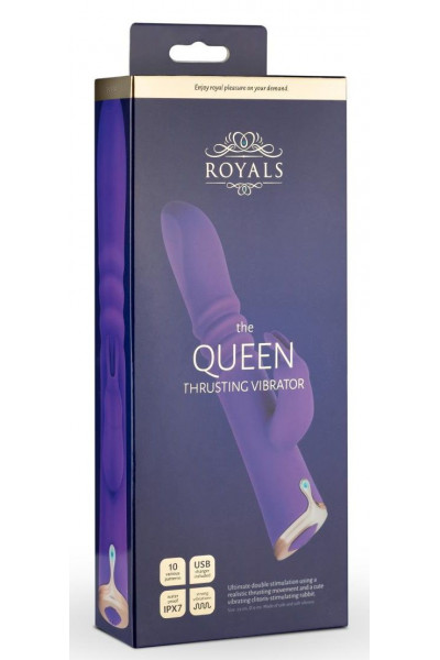 Фиолетовый вибратор-кролик The Queen Thrusting Vibrator - 29 см.