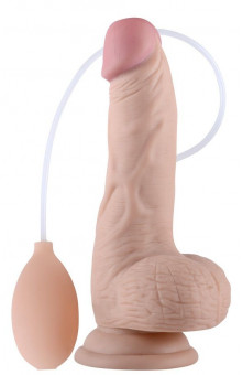 Телесный фаллоимитатор с имитацией эякуляции Soft Ejaculation Cock With Ball 8 - 17,8 см.