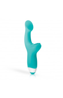 Зеленый вибратор для G-стимуляции с клиторальной щеточкой Yuki G-Spot Vibrator - 19 см.