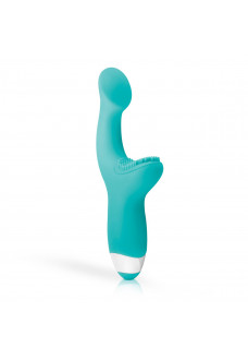 Зеленый вибратор для G-стимуляции с клиторальной щеточкой Yuki G-Spot Vibrator - 19 см.