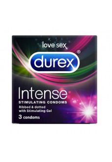 Рельефные презервативы со стимулирующей смазкой Durex Intense Orgasmic - 3 шт.