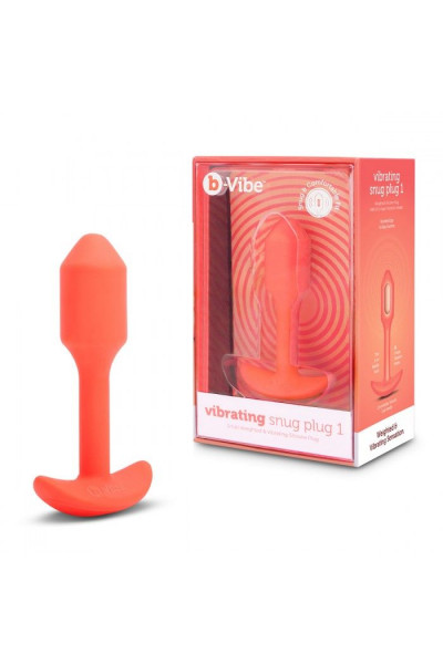 Оранжевая вибропробка для ношения B-vibe Snug Plug 1 - 10 см.