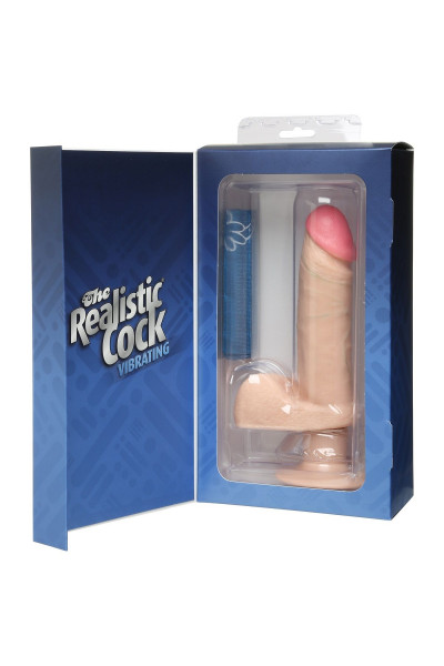 Вибромассажер-реалистик телесного цвета на присоске The Realistic Cock Vibrating 6” - 21,6 см.