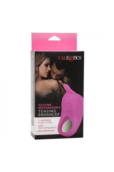 Ярко-розовое эрекционное виброкольцо Silicone Rechargeable Teasing Enhancer