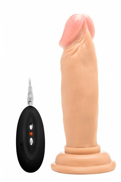 Телесный вибратор-реалистик Vibrating Realistic Cock 6  - 15 см.