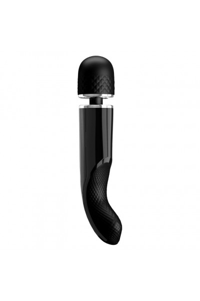 Черный мощный жезловый вибратор с изогнутой ручкой Charming Massager - 24 см.