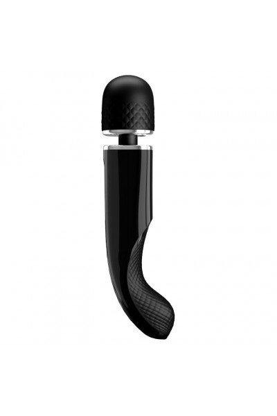 Черный мощный жезловый вибратор с изогнутой ручкой Charming Massager - 24 см.