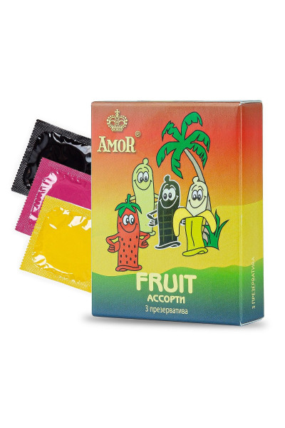 Ароматизированные презервативы AMOR Fruit  Яркая линия  - 3 шт.