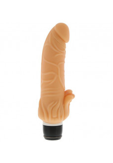 Телесный вибратор с лепестками в основании PURRFECT SILICONE CLASSIC 7INCH FLESH - 18 см.