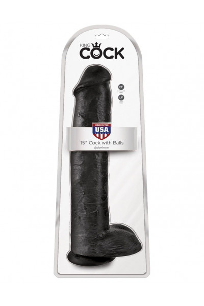 Чёрный фаллоимитатор-гигант 15  Cock with Balls - 40,6 см.