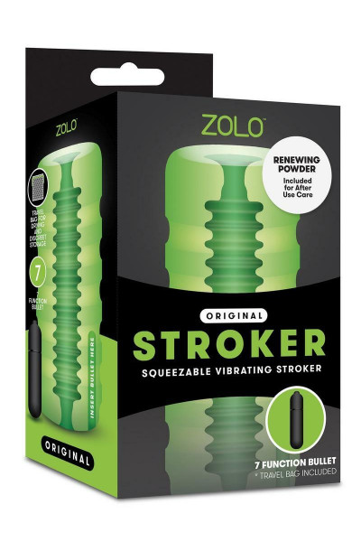 Зеленый мастурбатор с вибрацией Zolo Original Squeezable Vibrating Stroker