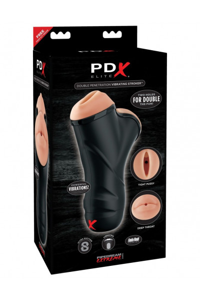 Мастурбатор в колбе с двумя тоннелями Double Penetration Vibrating Stroker