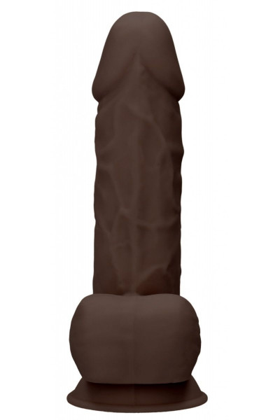 Коричневый фаллоимитатор Silicone Dildo With Balls - 21,6 см.