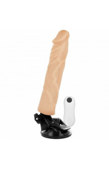 Телесный вибратор на мощной присоске Basecock Realistic Vibrator Remote Control - 21 см.