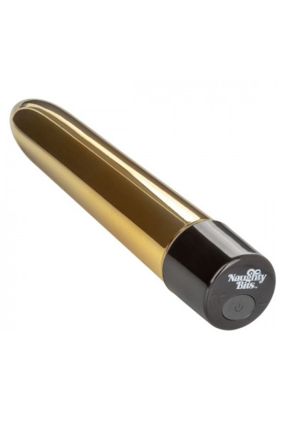 Золотистый классический вибратор Naughty Bits Gold Dicker Personal Vibrator - 19 см.