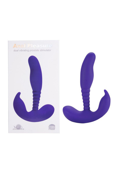 Фиолетовый стимулятор простаты Anal Pleasure Dual Vibrating Prostate Stimulator - 13,5 см.