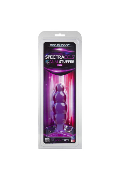 Фиолетовая рельефная анальная пробка SpectraGels Purple Anal Stuffer - 14 см.