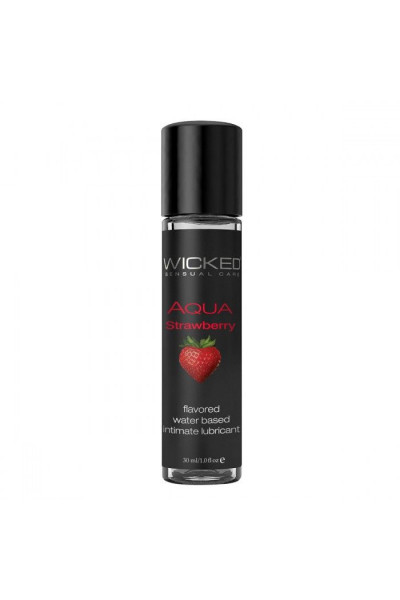 Лубрикант с ароматом клубники Wicked Aqua Strawberry - 30 мл.