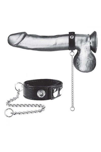 Утяжка на пенис с поводком Snap Cock Ring With 12  Leash