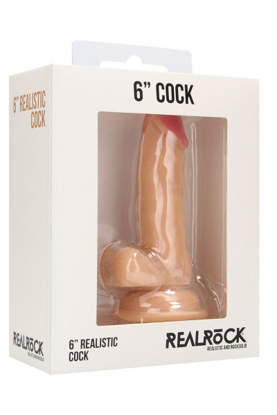 Телесный фаллоимитатор Realistic Cock 6  With Scrotum - 15 см.