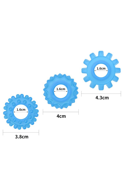 Набор из 3 голубых, светящихся в темноте эрекционных колец Lumino Play