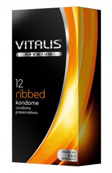 Ребристые презервативы VITALIS PREMIUM ribbed - 12 шт.