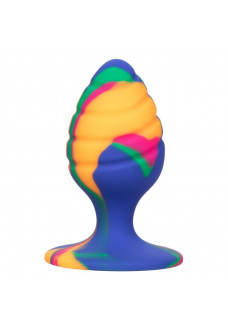 Яркая анальная пробка Cheeky Medium Swirl Tie-Dye Plug - 7,5 см.