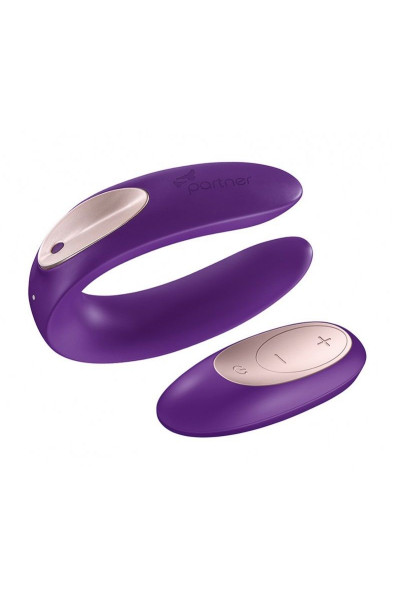 Фиолетовый вибратор для пар Satisfyer Double Plus Remote с пультом ДУ