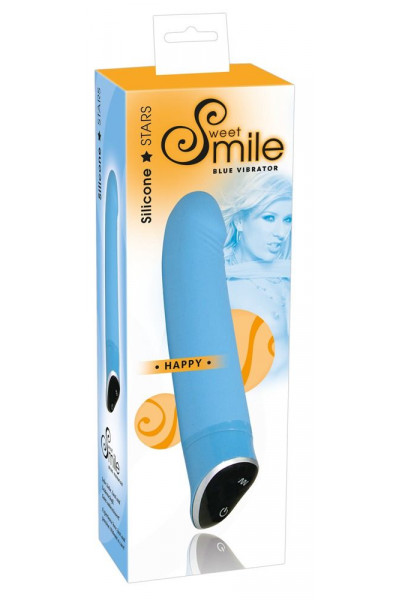 Голубой вибратор Smile Happy - 22 см.