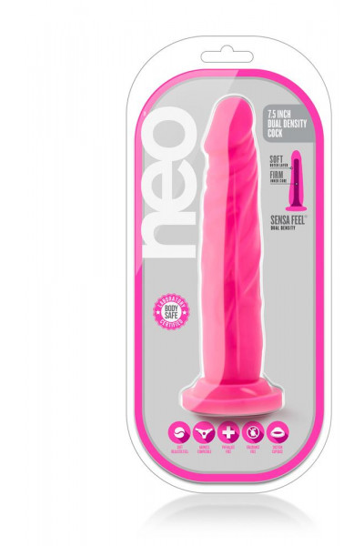 Розовый реалистичный фаллоимитатор на присоске NEO 7.5INCH DUAL DENSITY COCK - 17 см.