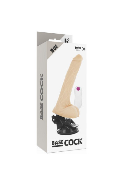 Телесный вибратор на мощной присоске Basecock Realistic Vibrator Remote Control - 19 см.