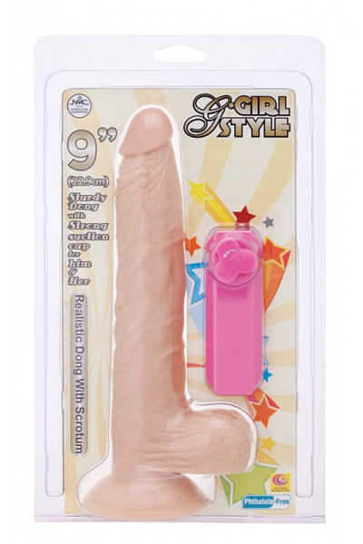 Телесный вибромассажёр на присоске G-GIRL STYLE 9INCH VIBRATING DONG - 22,9 см.