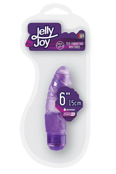 Фиолетовый вибромассажёр JELLY JOY 6INCH 10 RHYTHMS - 15 см.